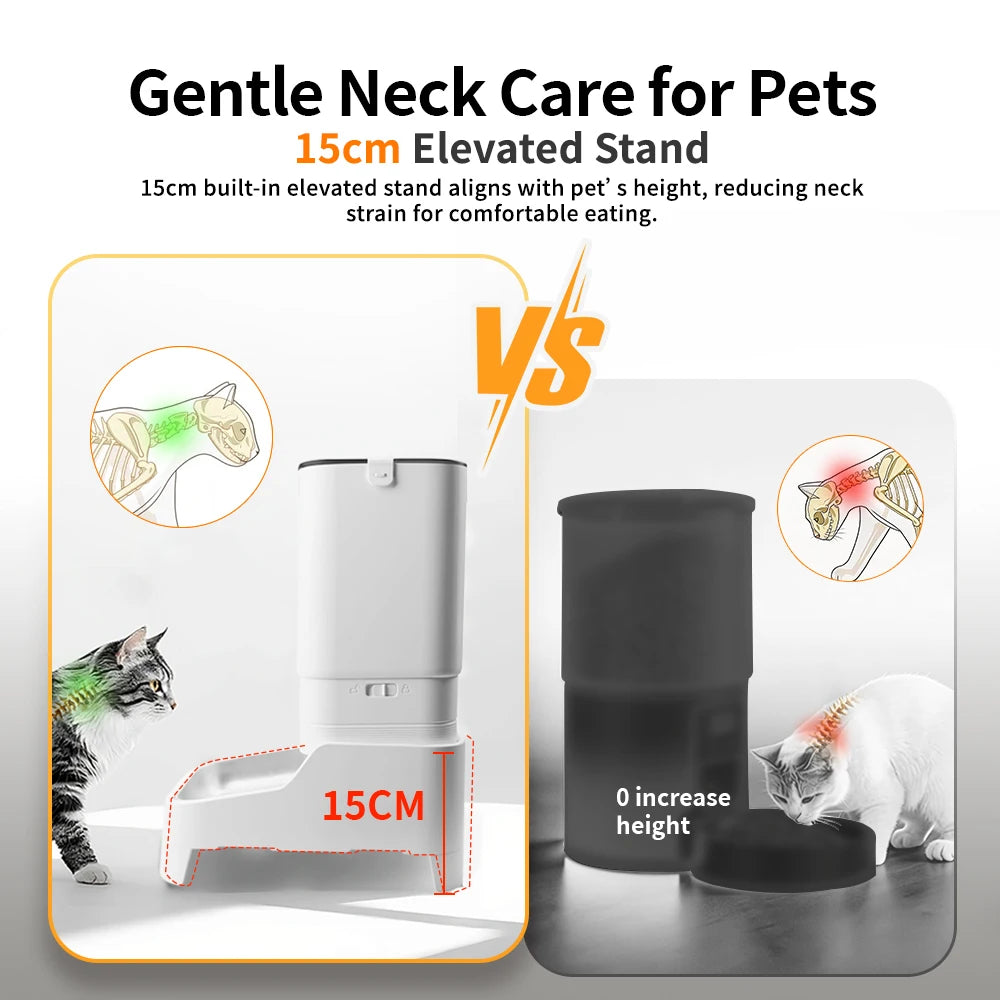 Revolutionary Smart Cat Feeder with 15CM Elevated Camera - Tuya App Control for Effortless Feeding and Monitoring