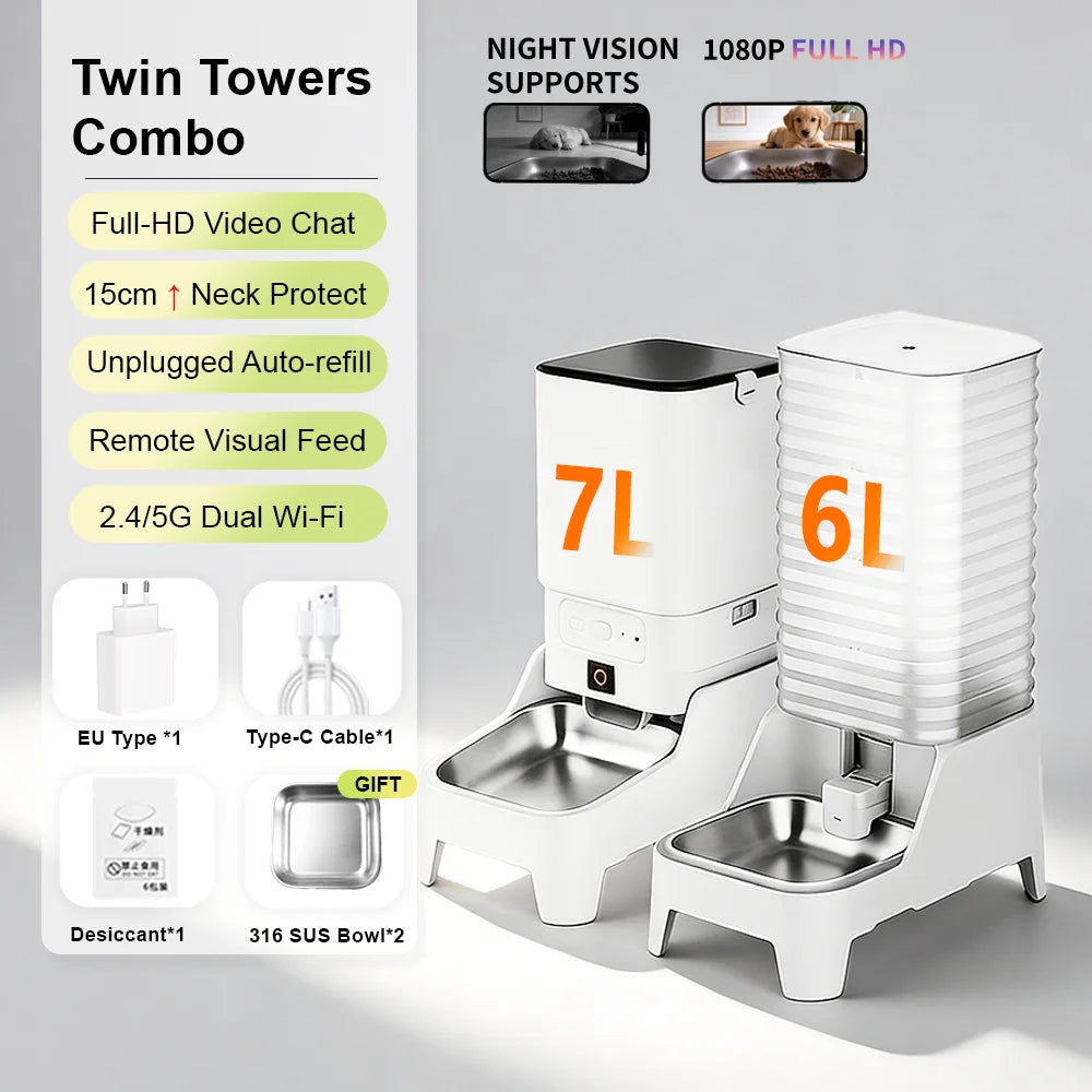 Revolutionary Smart Cat Feeder with 15CM Elevated Camera - Tuya App Control for Effortless Feeding and Monitoring
