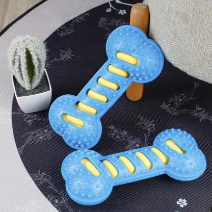 Durable Rubber Bone Chew Toy for Dogs - Interactive Squeaky Puppy Plaything