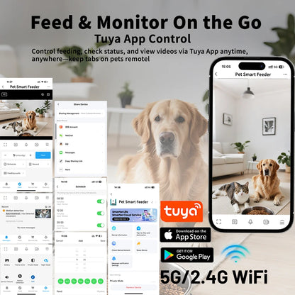 Revolutionary Smart Cat Feeder with 15CM Elevated Camera - Tuya App Control for Effortless Feeding and Monitoring