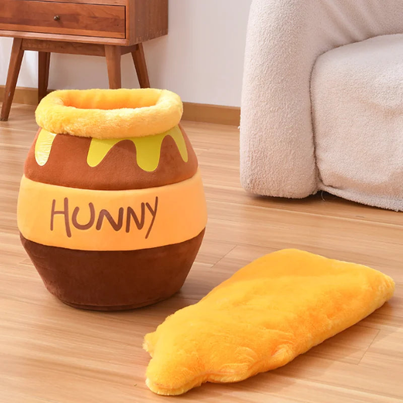 Cozy Honey Jar Cat Nest - Semi-Enclosed, Soft & Breathable Winter Haven for Your Furry Friends