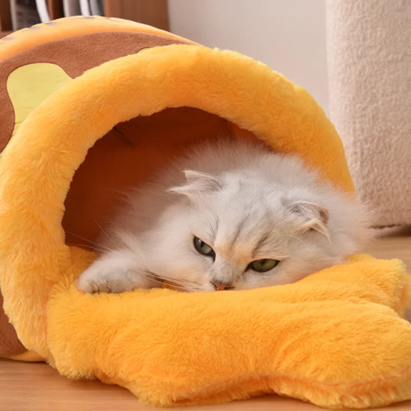 Cozy Honey Jar Cat Nest - Semi-Enclosed, Soft & Breathable Winter Haven for Your Furry Friends