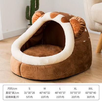 Cozy Four Seasons Cat Cradle - Plush Semi-Closed Cat House for Ultimate Comfort