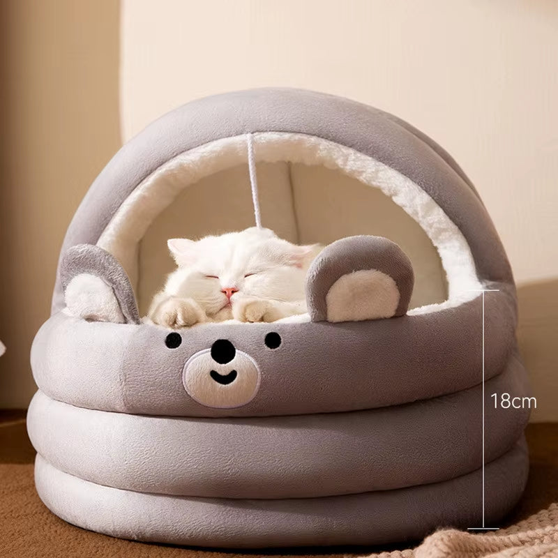 Cozy Four Seasons Cat Cradle - Plush Semi-Closed Cat House for Ultimate Comfort