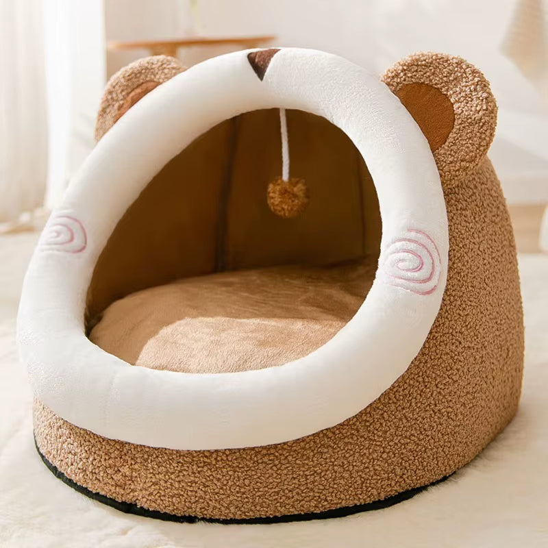 Cozy Four Seasons Cat Cradle - Plush Semi-Closed Cat House for Ultimate Comfort