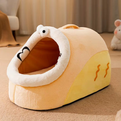 Cozy Four Seasons Cat Cradle - Plush Semi-Closed Cat House for Ultimate Comfort