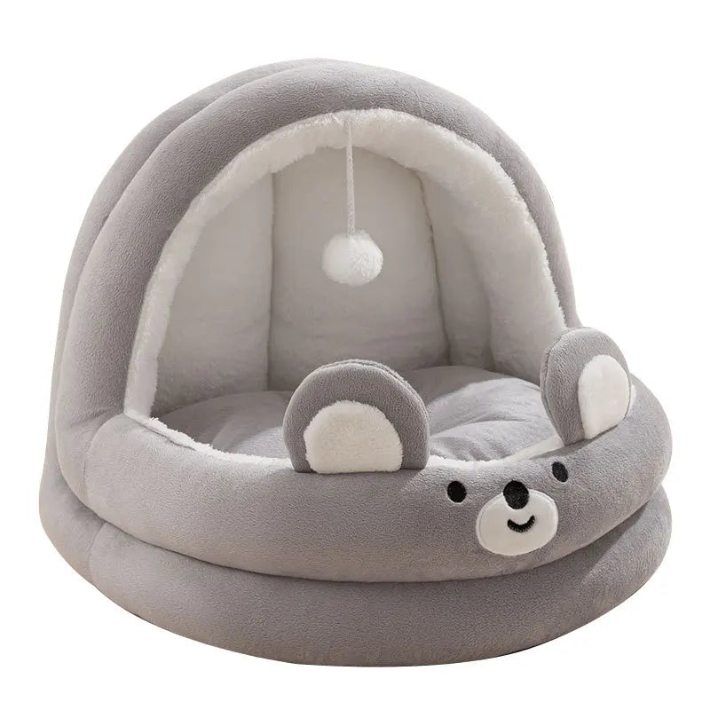 Cozy Four Seasons Cat Cradle - Plush Semi-Closed Cat House for Ultimate Comfort