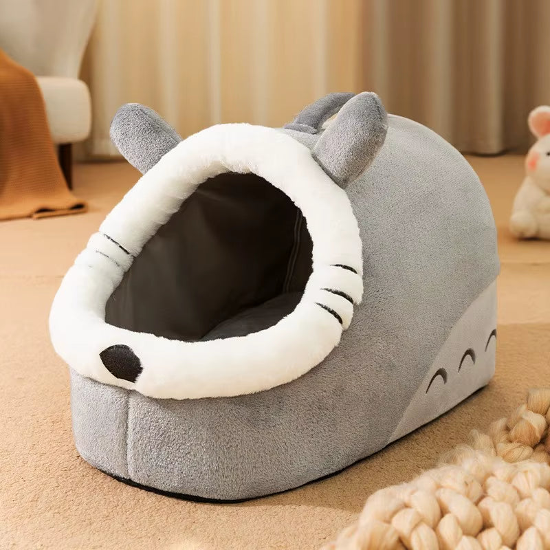Cozy Four Seasons Cat Cradle - Plush Semi-Closed Cat House for Ultimate Comfort