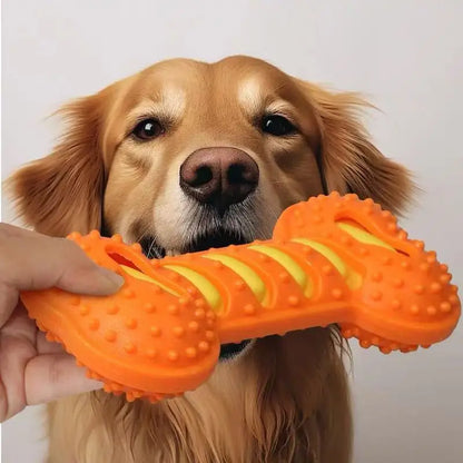 Durable Rubber Bone Chew Toy for Dogs - Interactive Squeaky Puppy Plaything