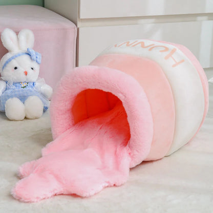 Cozy Honey Jar Cat Nest - Semi-Enclosed, Soft & Breathable Winter Haven for Your Furry Friends