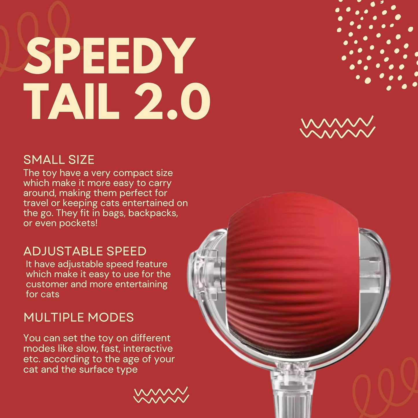 Speedy Tail 2.0: The Ultimate Interactive Rolling Ball Toy for Cats and Small Dogs - Keep Your Pets Engaged and Active!