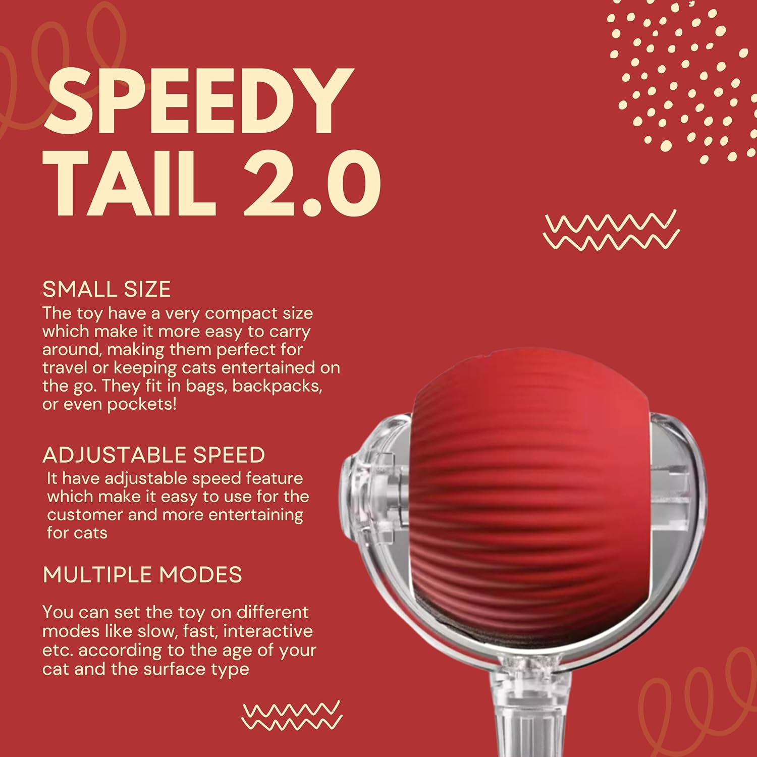 Speedy Tail 2.0: The Ultimate Interactive Rolling Ball Toy for Cats and Small Dogs - Keep Your Pets Engaged and Active!
