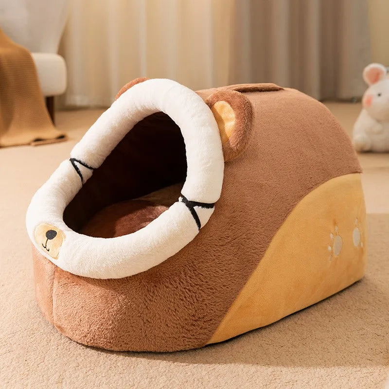 Cozy Four Seasons Cat Cradle - Plush Semi-Closed Cat House for Ultimate Comfort