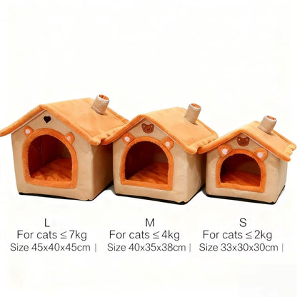 Cozy All-Season Dog House Style Bed - Removable and Washable Pet Bed for Small Dogs and Cats