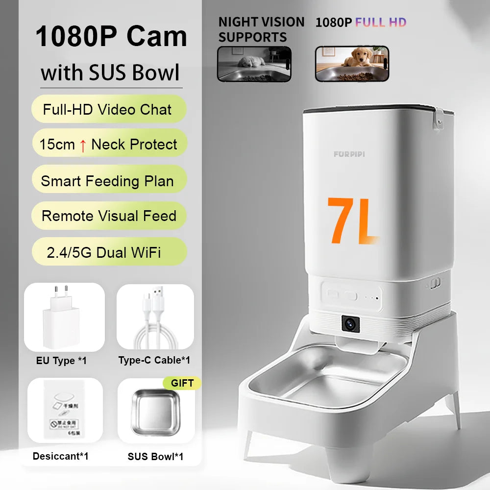Revolutionary Smart Cat Feeder with 15CM Elevated Camera - Tuya App Control for Effortless Feeding and Monitoring