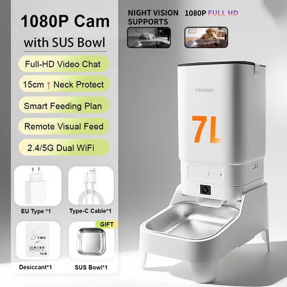 Revolutionary Smart Cat Feeder with 15CM Elevated Camera - Tuya App Control for Effortless Feeding and Monitoring