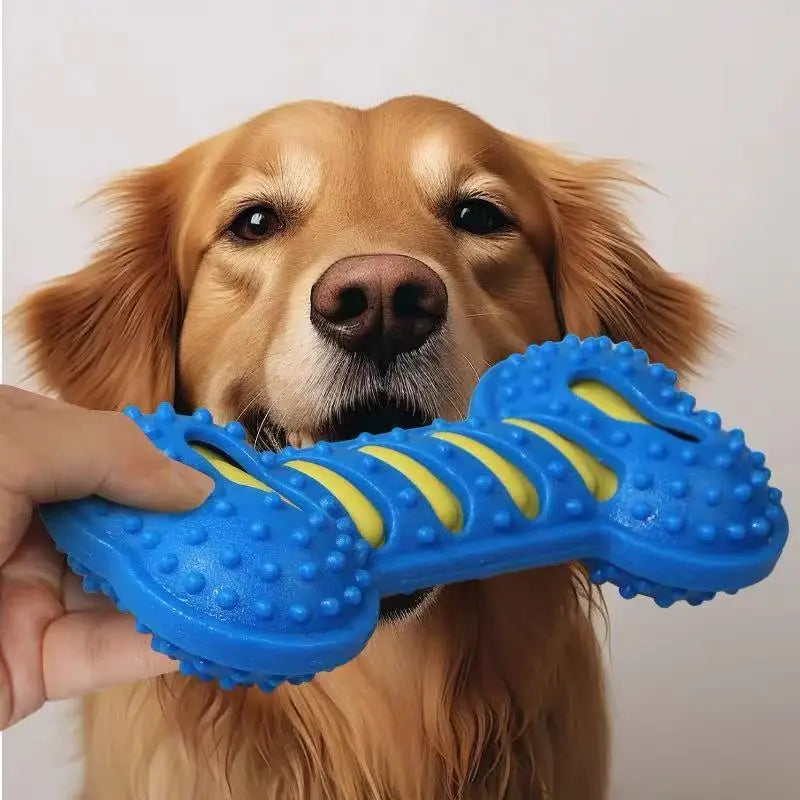 Durable Rubber Bone Chew Toy for Dogs - Interactive Squeaky Puppy Plaything