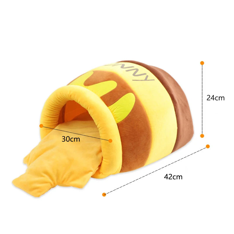 Cozy Honey Jar Cat Nest - Semi-Enclosed, Soft & Breathable Winter Haven for Your Furry Friends